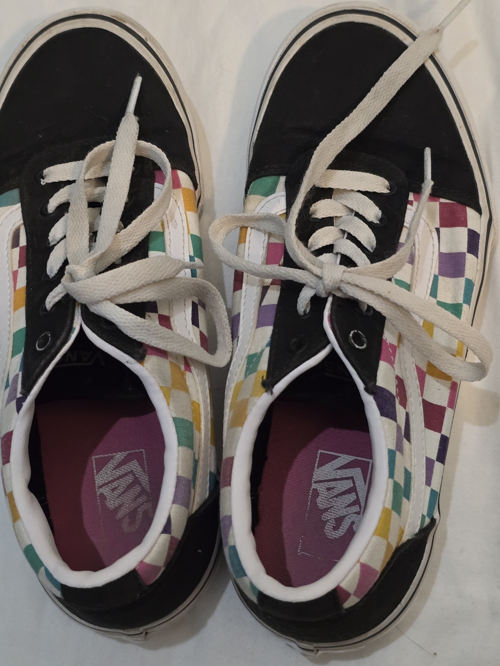 Vans Kids Checkerboard Low-Top Sneakers in Black with Multicolor Check